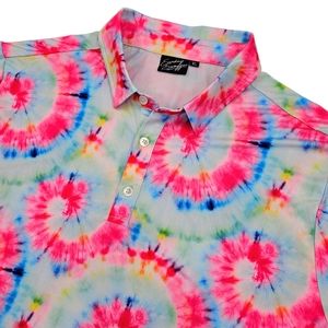 Rare Sunday Swagger Men's Multicolor Tie Dye XL Golf Polo Shirt